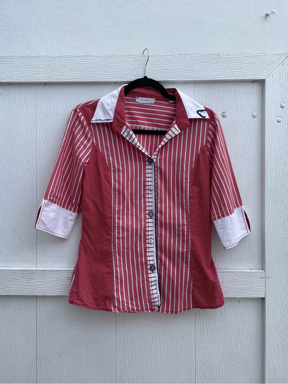 Elisa Cavaletti Red & White Printed Blouse